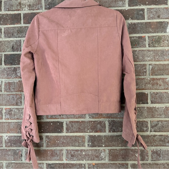 Staccato Mauve Faux Leather Women’s Moto Jacket Size Small - Picture 2 of 9
